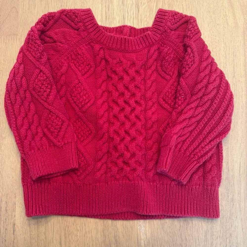 GAP baby 12-18M Red Crew Neck Cable Knit Sweater